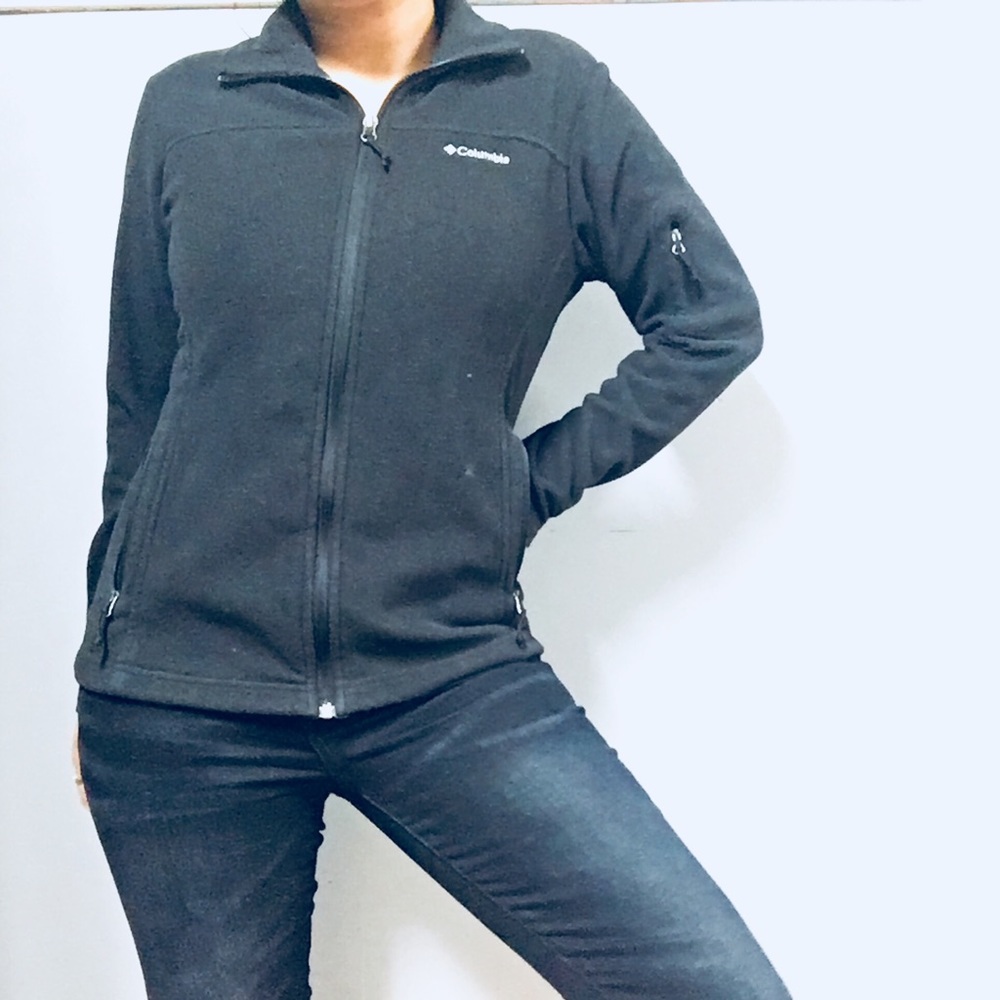 COLUMBIA • Black Fleece Zipper Jacket Sz Small